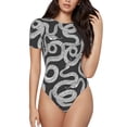 thumbnail image 2 of Goofa Snake Printed Women Rash Guard Short Sleeve,Tummy control Swimsuit Surfing Swimsuit Bathing Suit One Piece Swimsuit UPF 50-Large, 2 of 9
