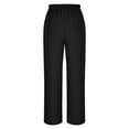 thumbnail image 4 of Jinhomg Womens Casual Loose Pants Lightweight Comfort Linen Palazzo Pants Plus Size Solid Elastic Waist Long Trousers with Pockets Black L, 4 of 9
