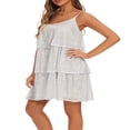 thumbnail image 3 of PENGXIANG Femmes Couches Volants Gâteau Robe Paillettes Spaghetti Sangle Mini Robe Backless Parti Danse Robe Cami, 3 of 7