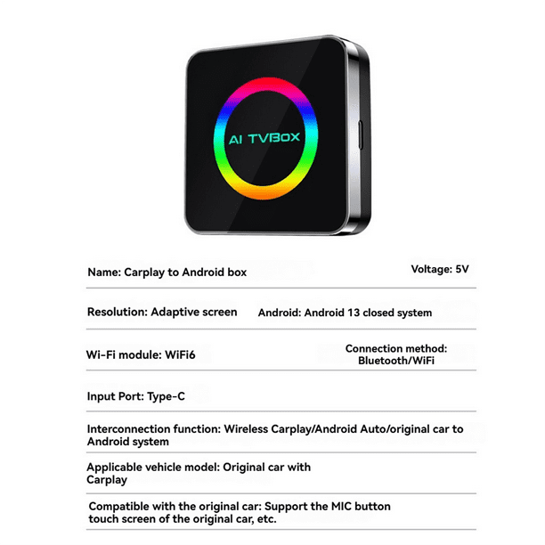 Android 13 Ai TVBox Ai Box Carplay WIFI6 2G+32G Wireless Carplay