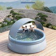 thumbnail image 6 of 141" Outdoor Inflatable Swimming Pool, Modern Thickened Swimming Pool with Sun Shade for Kids and Adults, Blow Up Pool Play Center with Canopy for Outdoor, Backyard, Garden, Aqua Grey, 6 of 9