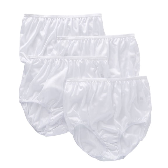 Women's Teri 331X Plus Full Cut Nylon Brief Panty - 4 Pack (White 16)