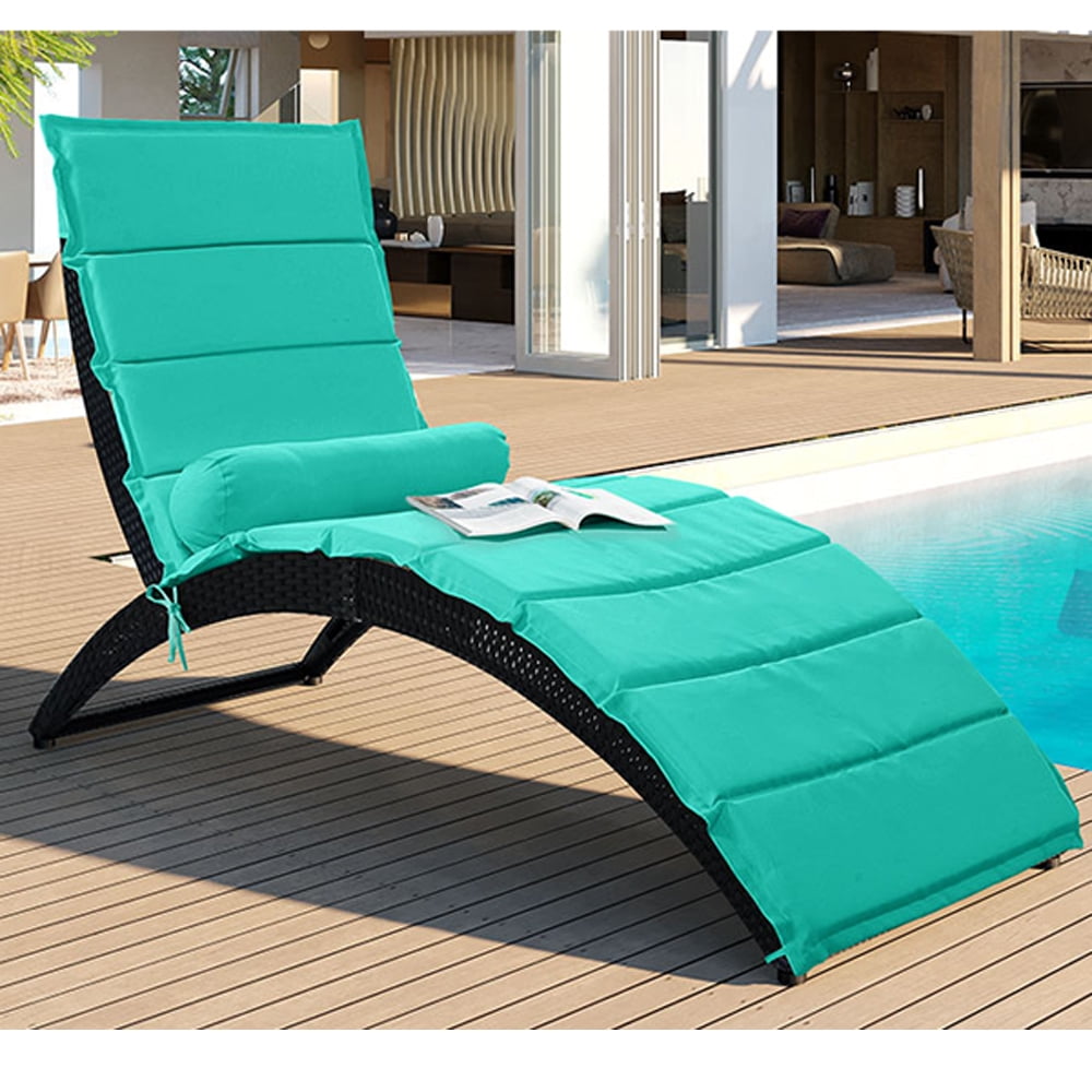 Patio Lounge Chairs, Foldable Chaise Lounge Outdoor Wicker Lounge