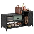 thumbnail image 3 of Craftian Outdoor Resin Deck Box, Weatherproof Rattan Outdoor Shoe Bench with Pool Storage - Black, 3 of 10
