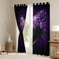 thumbnail image 3 of Homewish Gothic Purple Rose Blackout Curtains Set of 2 (52x84 Each) For Teens Adults,Flowers Love Heart Window Curtains,Black Spider Web Curtains and Drapes,Exotic Style Bedroom Decor, 3 of 6