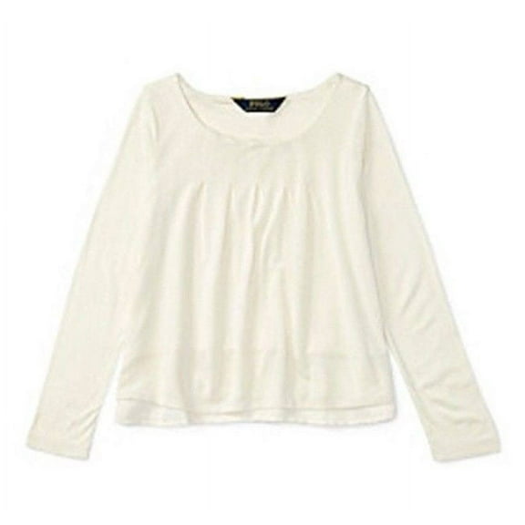Ralph Lauren Childrenswear Girls' Pleated Jersey Top Herbal Milk 6X
