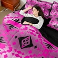 thumbnail image 4 of Homewish Vintage Tribal Aztec Bedding Comforter Set 7pcs for Adult, Pink Stripes Triangle King Bedding Sets, Southwestern Theme Reversible Bed Sheets, Microfiber Bedroom Decor, 4 of 7