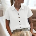 thumbnail image 4 of Yievot Button Down Shirts for Women Collared Roll-Up Short Sleeve Lightweight Breathable Tops, 4 of 5