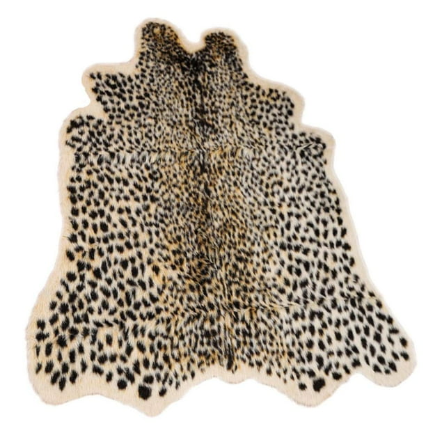 Alfombra Seek4, cómoda, piel de vacuno sintética con estampado de leopardo, 120 x 100 cm