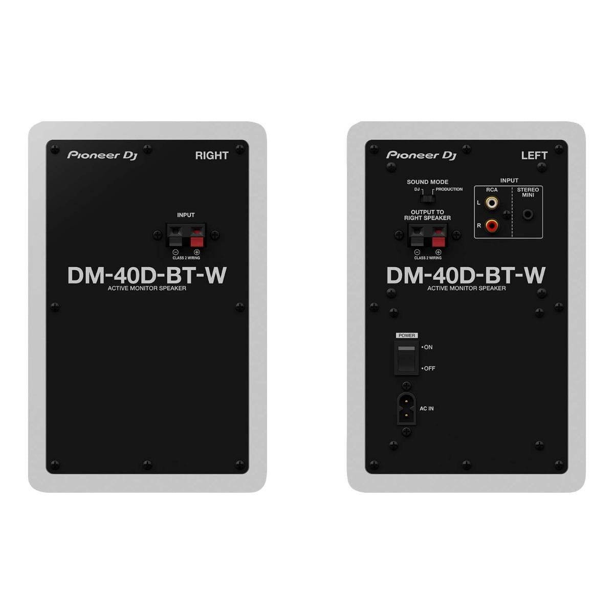 Pioneer DJ DM-40D-BT-W 4" Desktop Monitor System with Bluetooth Functionality - White