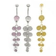 thumbnail image 1 of Belly Button Ring 14G Dangle Sand Finish Navel Ring Piercing Jewelry, 1 of 6