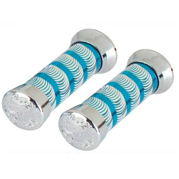 Grips Swirl Blue/Chrome 9518 Eagle. Bike grips, bicycle grips, lowrider
