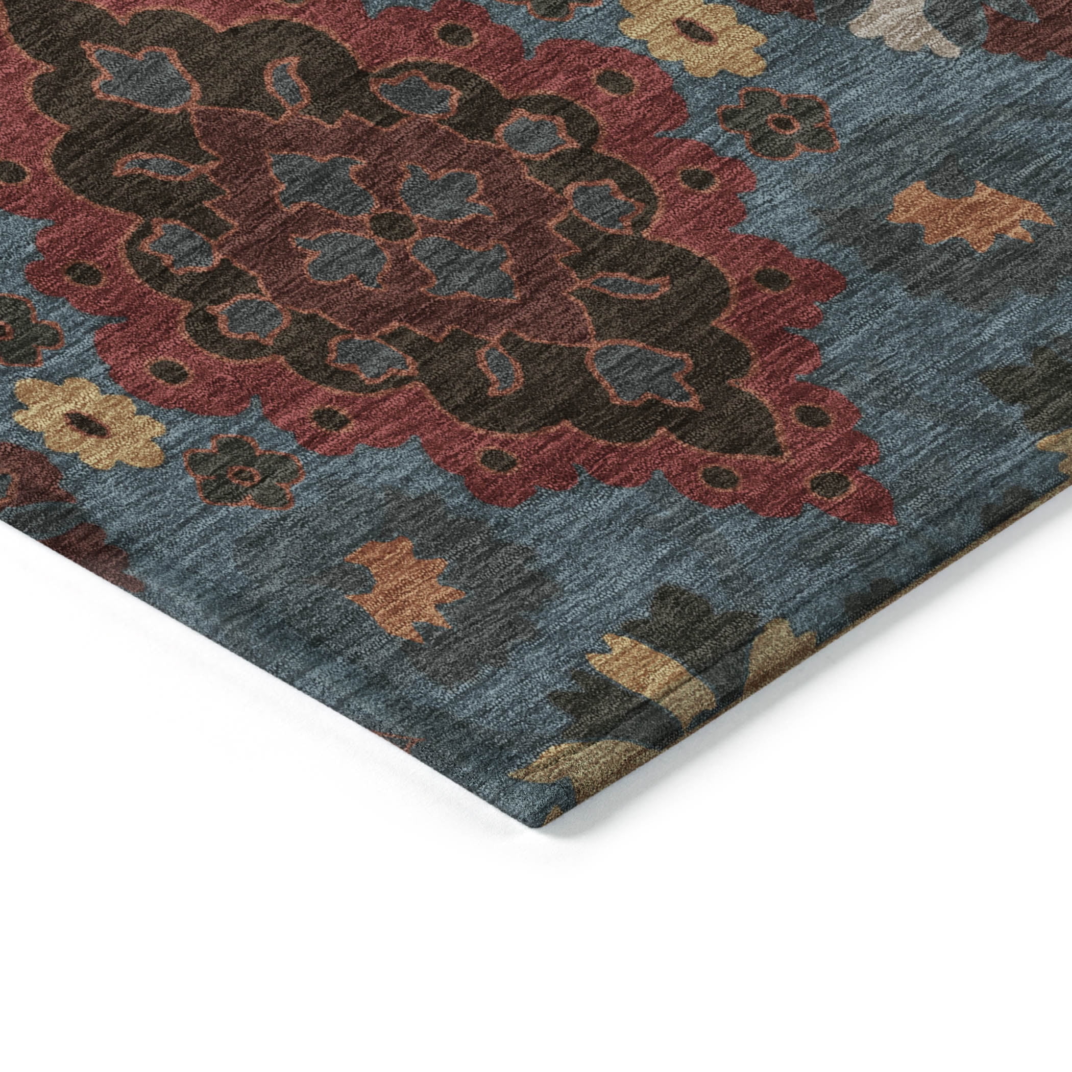 Addison Rugs Chantille Indoor/Outdoor Traditional Vintage Denim Washable Rectangle Rug, 3' x 5'