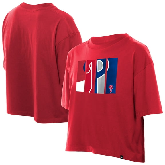 Women's New Era Red Philadelphia Phillies Boxy Foil Logo T-Shirt