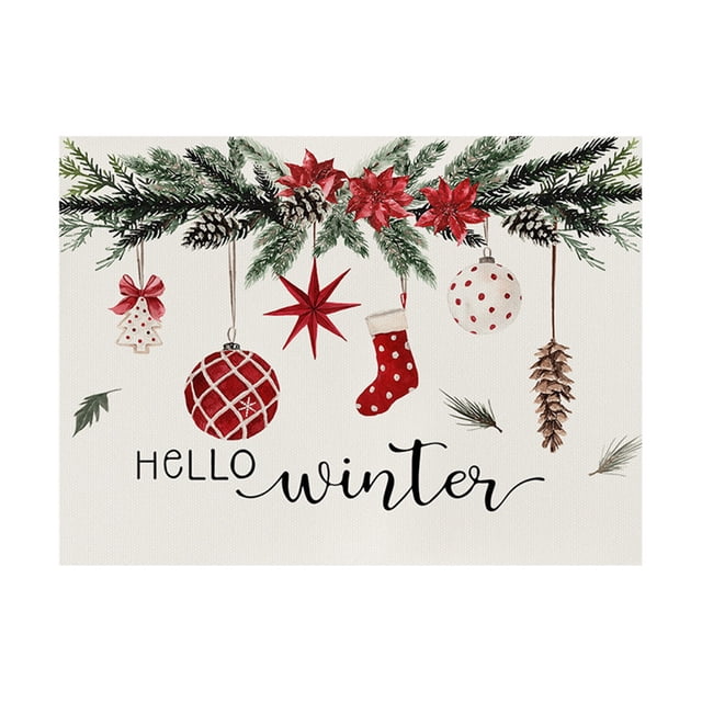 Christmas Tree Decorations Winter Christmas Tree Placemats 12X18 Inches Christmas Holiday Table Mats for Party Kitchen Dining Room Decoration Christmas Decorations Indoor