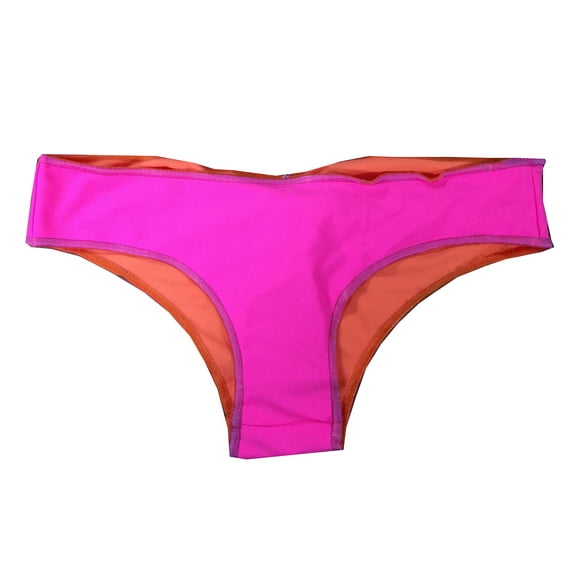 Rays Women's Reversible Ruched Bikini Bottom (Pink/Orange, XS)