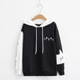 thumbnail image 4 of Cute Cat Color Block Hoodies for Women 2025 Fall Winter Long Sleeve Casual Hooded Sweatshirt Pullover Tops, 4 of 7