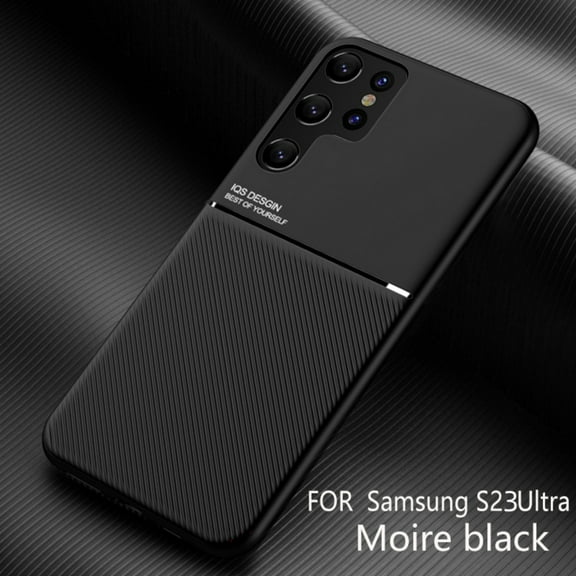 ELEHOLD for Samsung Galaxy S23 Ultra Slim Case, TPU Bumper + PC Fashion Diagonal Line Skin Touch Luxury Elegant Lightweight Magnetic Shockproof Non-Slip Soft Grip Flexible Ultra-Thin Case,Black