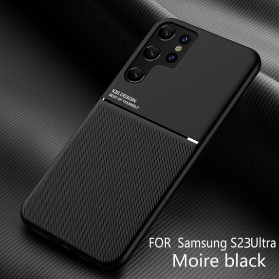 ELEHOLD for Samsung Galaxy S23 Ultra Slim Case, TPU Bumper + PC Fashion Diagonal Line Skin Touch Luxury Elegant Lightweight Magnetic Shockproof Non-Slip Soft Grip Flexible Ultra-Thin Case,Black
