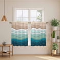 thumbnail image 3 of Teal Blue Ombre Stripe Kitchen Curtains, Abstract Summer Beach Coastal Light Filtering Window Curtain Panels, 2Pcs Rod Pocket Window Treatments Set for RV Dining Room Study Room 42x45 Inches, 3 of 9