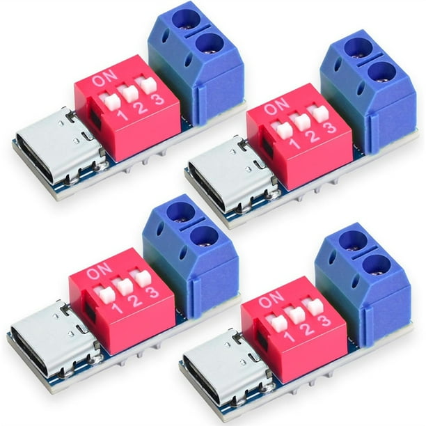 Módulo de Placa de Activación USB-C PD, Señuelo PD/QC, Carga Rápida USB Tipo C A Cargador de Alta Velocidad de 12 V, Potenciador de Suministro de Energía (4 Unidades)
