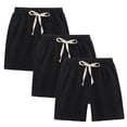 thumbnail image 2 of Ruyang 3 Pack Kids Cotton Linen Shorts Solid Casual Elastic Waist Wide Leg Shorts Summer Lightweight Beach Vacation Shorts, 2 of 4