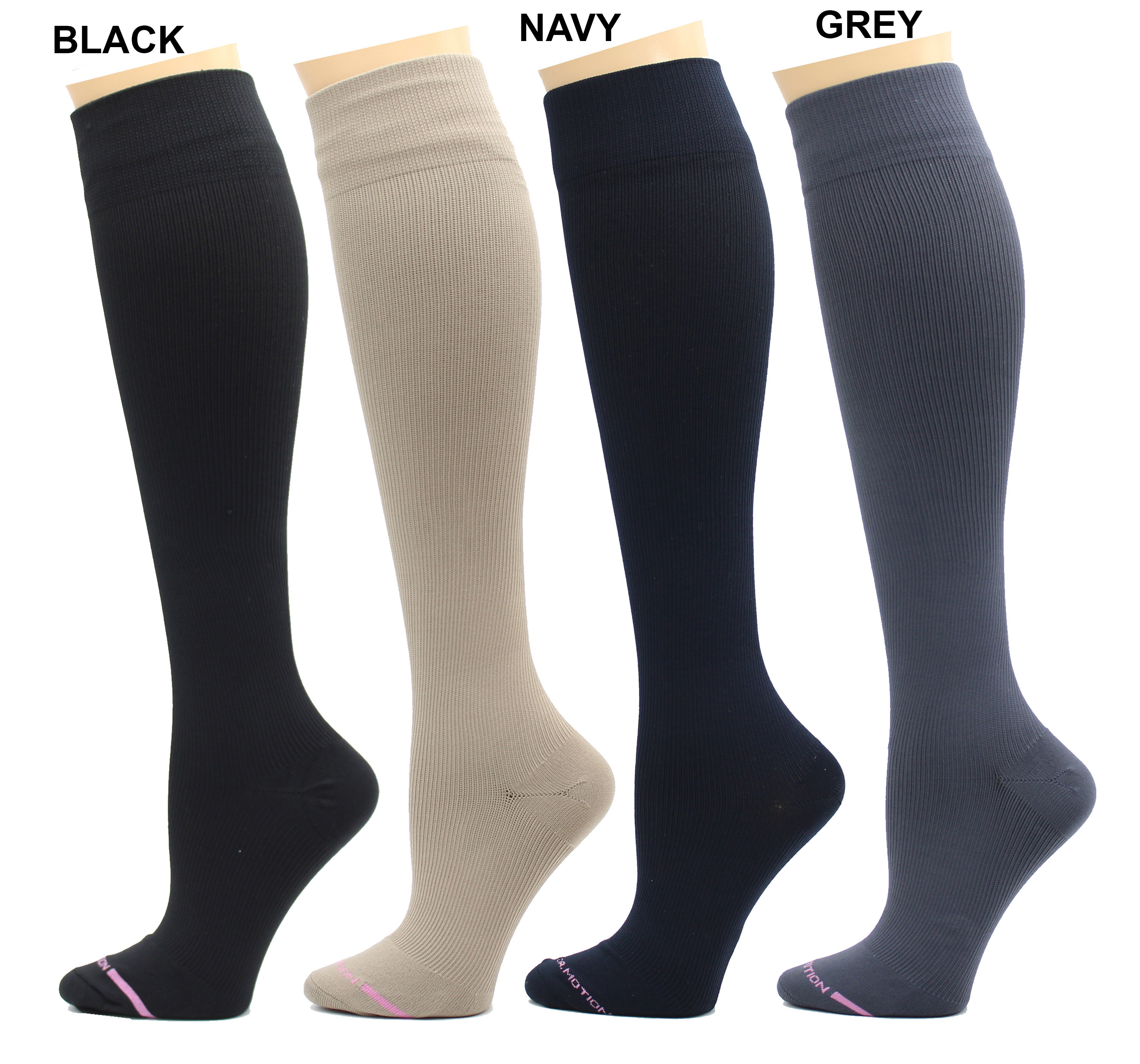 Dr. Motion 4 Pairs Pack Women's Graduated Compression Knee High Socks
