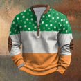 thumbnail image 2 of Penkiiy Día de San Patricio de hombre 1/4 Sweatshirt de cuello cremallera Shamrock Camisa irlandesa de manga larga S Multicolor, 2 of 5