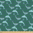 thumbnail image 2 of Ambesonne Nautical Fabric by the Yard Upholstery, Minimalist Dolphins Art, 5 Yards, Grey Teal Blue and Seafoam, 2 of 5