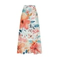 thumbnail image 4 of Hot days, bold styles SMihono Fashion Floral Maxi Skirt for Women High Waisted Elastic Casual A-Line Skirt with Pockets Ladies Vacation Beachwear Orange 12, 4 of 5