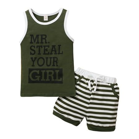 

Livingsenburg Toddler Baby Boy Summer Letter Printed Tops T-Shirt Shorts Set