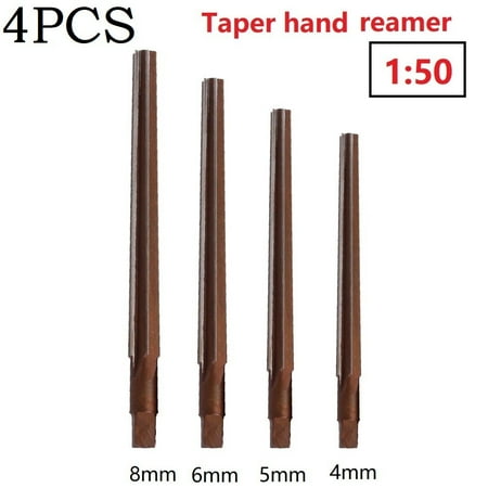 

LIKEM 4Pcs 1:50 Conical Degree Sharp Manual Pin Taper Shank Hand Reamer 4/5/6/8mm