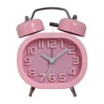 thumbnail image 1 of Alarm Clock Non-Tick Sweeper Bedroom Round Double Glass Mirror Timepiece Round Double Bell Metal Desktop Clocks Decoration Table Bells Pink, 1 of 9