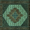 thumbnail image 1 of Ahgly Company Machine Washable Indoor Square Persian Turquoise Blue Traditional Area Rugs, 3' Square, 1 of 4