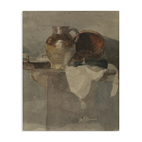 Stupell Industries Grey Still Life Vase History & Language Painting Wrapped Canvas Art Print Wall Art, 16 x 20