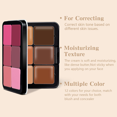 thumbnail image 2 of Crema blush palette, crema de corrector de color conteur, antiaplicación a largo plazo mezcla sin brillo blush powder highlighter y base de corrector, 2 of 5
