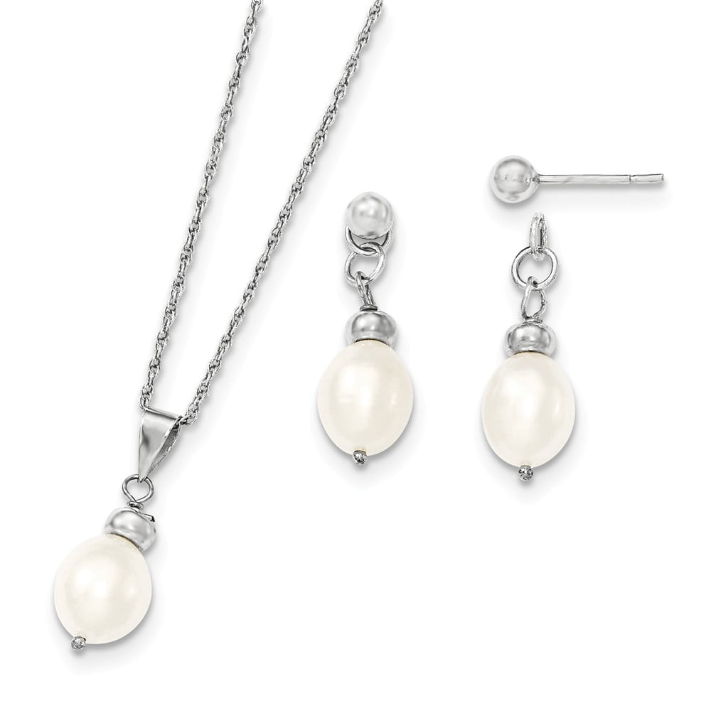 Mia Diamonds 925 Sterling Silver Rhodium-plated FW Cultured Pearl Diamond Pendant 