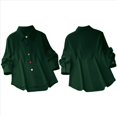 thumbnail image 3 of Camisa Informal de Moda para Mujer, con Botones, Cuello , Blusas Holgadas y Regulares, Blusas de Otoño Verde L, 3 of 7