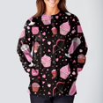thumbnail image 4 of Dwralegc Nursing Jackets for Nurses Long Sleeve Cute Cartoon Print Scrub Top Button up Plus Size Nurses Working Uniforms Warm up Medical Lab Coat Pink L, 4 of 5