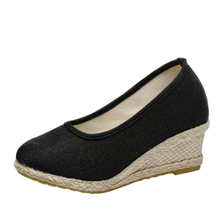 

Blphud Summer Shoes for Women 2024 Casual Sandals Casual for Women Slip on Women Beach Shoes Round Summer Breathable Fashion Sandals Wedges Toe Comfortable Women s Sandals Black 39