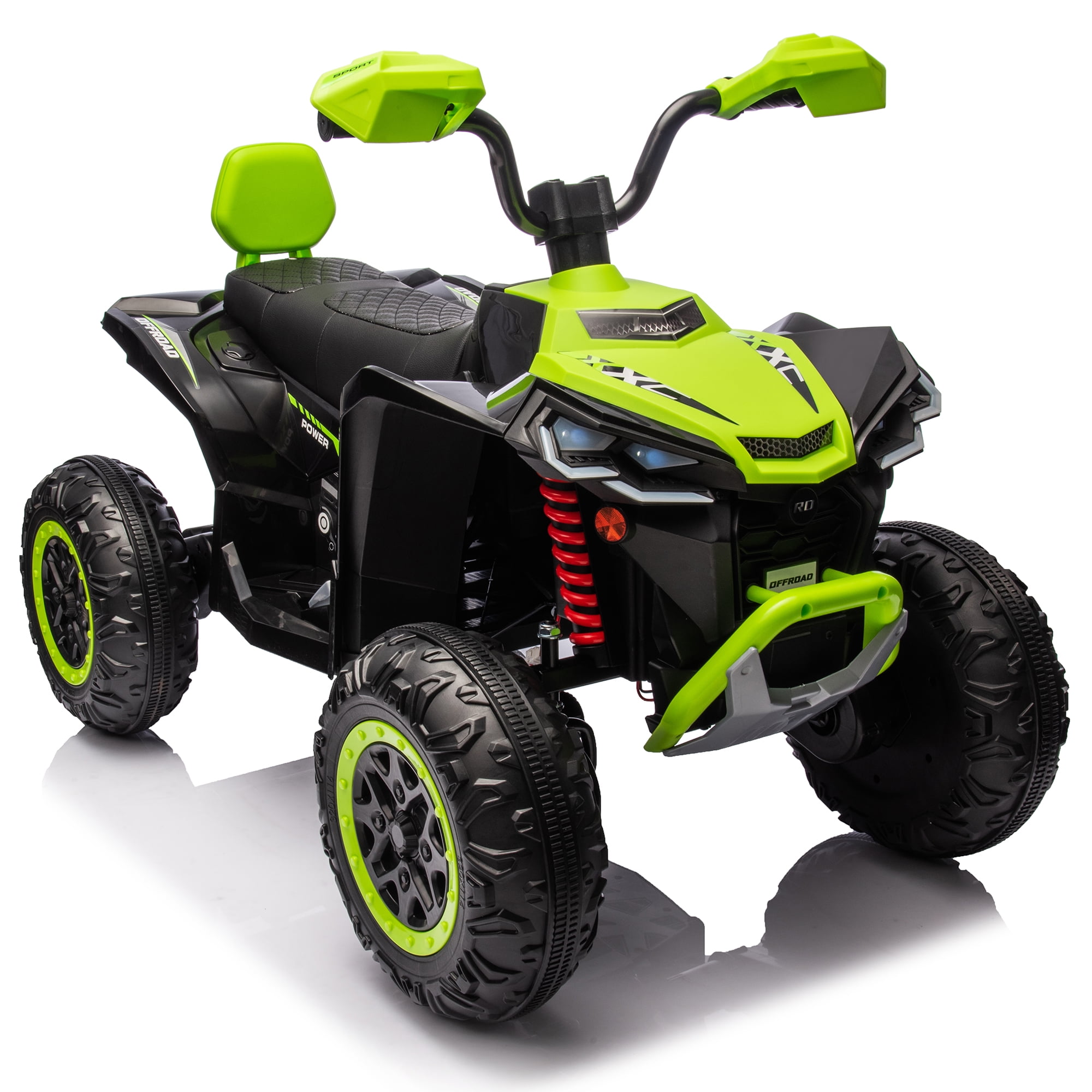 Joyracer 12V Kids Ride On ATV, 2* 45W Motor 4.5AH Battery Powered Electric Vehicle w/ LED Lights, High & Low Speed,Music, Spring Suspension, Ride on Car 4 Wheeler Quad for Boys & Girls,Green
