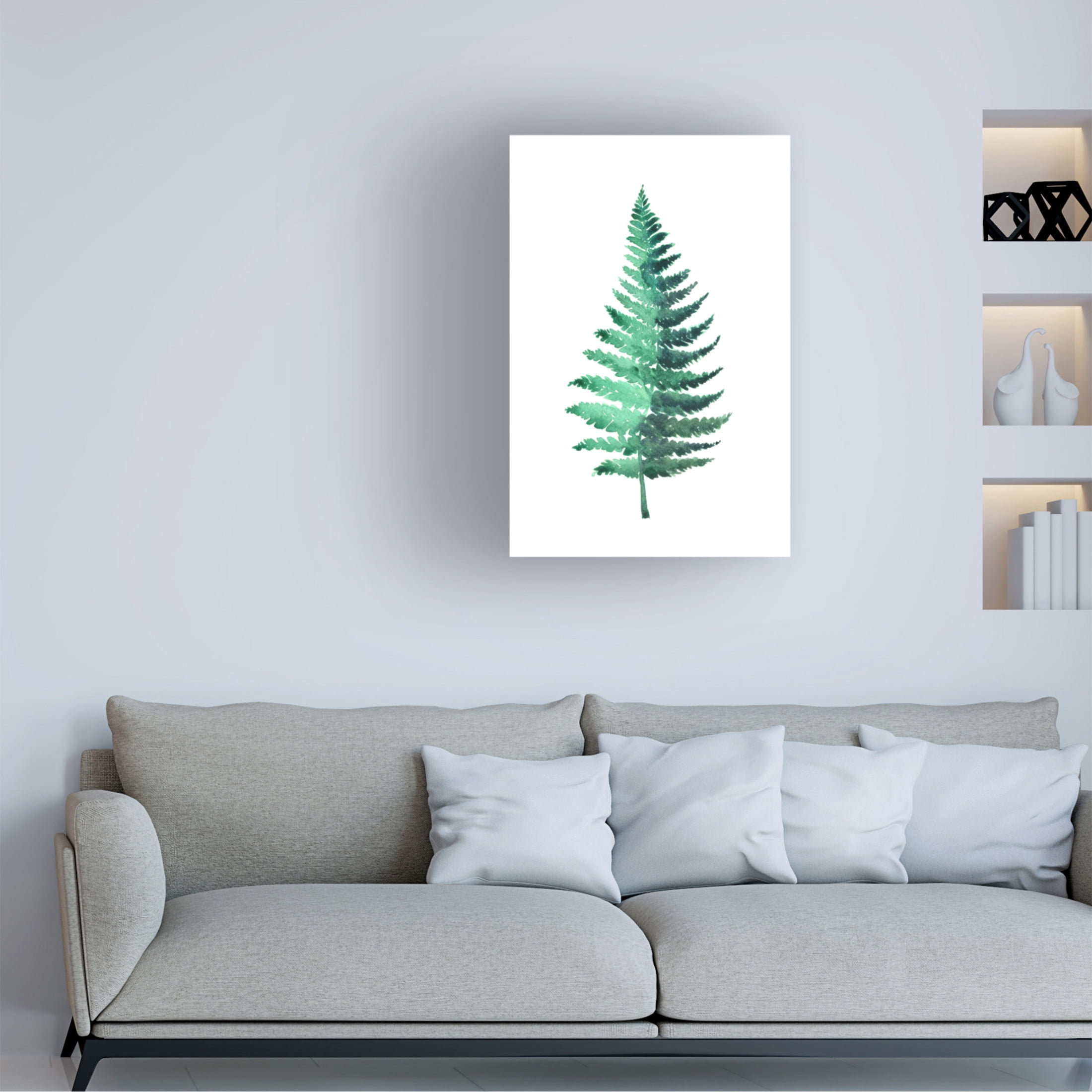 Canvas Wall Art - blursbyai 'Watercolor Fern' Wall Art for Living Room, Bedroom, or Office Décor by Trademark Fine Art - 22 x 32 Inches