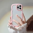 thumbnail image 3 of Wave Frame Clear Case for iPhone 14 Plus 6.7 inch, Curly Clear Phone Case, Cute Wavy Phone Case for Girl Slim Fit Shockproof Phone Cover Bumper Soft Pretty Case for Women - Pink, 3 of 12