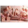 thumbnail image 3 of Sweet 16 Themed Backdrop Banner with Crown Element Party Decorations for Birthday Party Photography Props Photo Booth Background Celebrations, 3 of 4