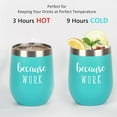 thumbnail image 2 of Boss Day Gifts for Women, Because Work Stainless Steel Wine Tumbler, Boss Day Gifts Christmas Birthday Gifts for Boss Lady Gag Female Manager Leader, Office Gift for Coworker Staff(12oz, Mint), 2 of 6