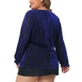 thumbnail image 3 of Agnes Orinda Womens Plus Size Top Metallic Party Glitter Long Sleeve Shiny Disco Sparkle Tops 2X Blue, 3 of 6