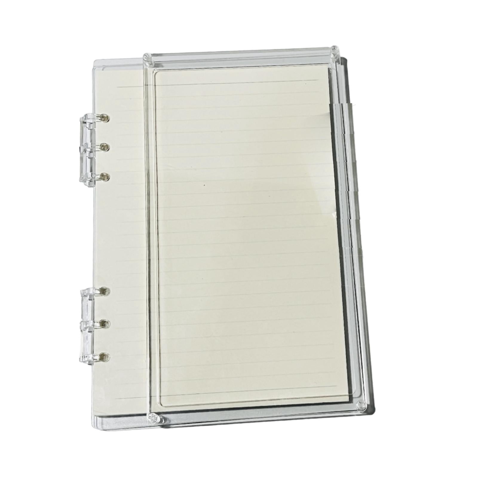 FVDPWYE Loose Page Diary Book 6 Ring Writing Paper Refill Clear Cover A5/A7 Notebook for A5 Clear