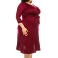 thumbnail image 5 of Women's Plus Size Solid 3/4 Sleeve V-neck Faux Wrap A-line Dress with Waist Tie(Pack of 2), 5 of 7