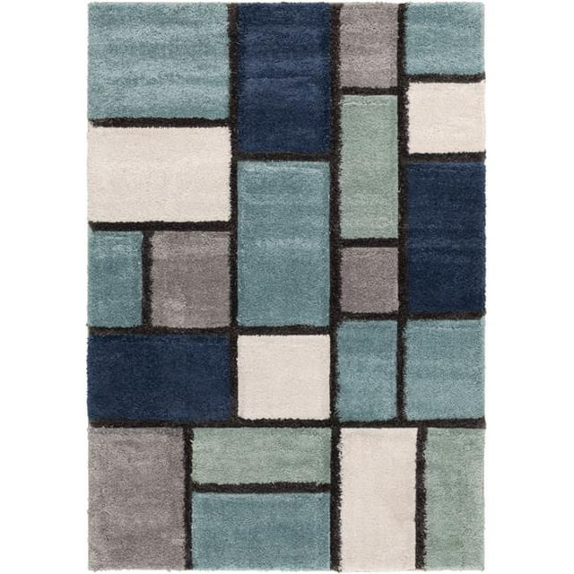 Central Oriental 5732.185.65 7 ft. 10 x 9 ft. 10 Pierre Blue Tiles Rug, Blue