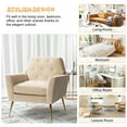 thumbnail image 3 of Upholstered Velvet Armchair Lounge Accent Chair Button Tufted Metal Legs Living Room Bedroom Tan, 3 of 7